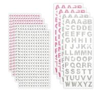 8 Sticker, Lettre Autocollante , Stickers Lettres Alphabet pour Album Photo, Décoration de Voiture, Emballage Cadeau,Pierres Autocollantes Nacrées et Étiquettes Lettres (Blanc, Rose Clair)