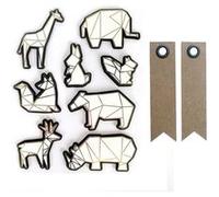 8 stickers 3D animaux du zoo 6 cm + 20 étiquettes kraft Fanion
