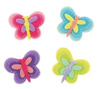 8 stickers fleurs et papillons en feutrine couleur pastel - taille: 4,5cm