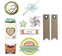 8 stickers fun effet 3D 5 cm + 20 étiquettes kraft Fanion