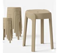 8 tabourets Gigognes empilables BM Home Tab-Beige en Plastique, légers pour la Maison Salle de Classe, Cuisine, Jardin