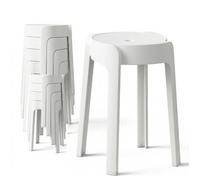 8 Tabourets Gigognes empilables BM Home Tab-Blanc en Plastique, légers pour la Maison, Salle de Classe, Cuisine, Jardin