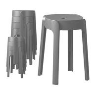 8 Tabourets Gigognes empilables BM Home Tab-Gris en Plastique, légers pour la Maison Salle de Classe, Cuisine, Jardin