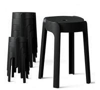 8 Tabourets Gigognes empilables BM Home Tab-Noir en Plastique, légers pour la Maison, Salle de Classe, Cuisine, Jardin