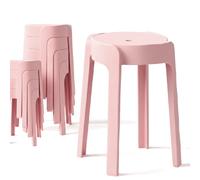 8 Tabourets Gigognes empilables BM Home Tab-Rose en Plastique, légers pour la Maison Salle de Classe, Cuisine, Jardin