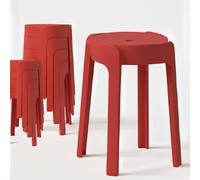 8 Tabourets Gigognes empilables BM Home Tab-Rouge en Plastique, légers pour la Maison, Salle de Classe, Cuisine, Jardin
