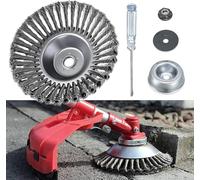 8 Tête De Coupe-Herbe à Fil, Brosse De Tondeuse à Gazon De Jardin, Tête De Coupe-Bordures Universelle, Tête De Coupe-Bordures à Brosse Métallique avec Kit D’ada, 4 Accessories