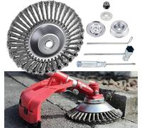 8 Tête De Coupe-Herbe à Fil, Brosse De Tondeuse à Gazon De Jardin, Tête De Coupe-Bordures Universelle, Tête De Coupe-Bordures à Brosse Métallique avec Kit D’ada, 7 Accessories