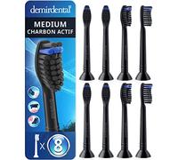 8 têtes de brosse demirdental pour Philips Sonicare, Charbon Actif Medium