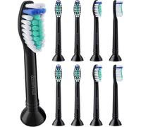 8 têtes de brosse demirdental pour Philips Sonicare, Dur, Noir
