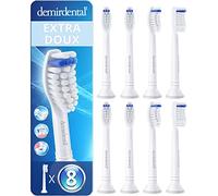 8 têtes de brosse demirdental pour Philips Sonicare, Extra Soft, Blanc | Brossettes de rechange les plus douces, idéales gencives sensibles, testées sans substances nocives, capuchons inclus