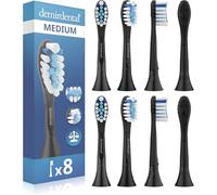 8 têtes de brosse demirdental pour Philips Sonicare, grande tête | Brossettes correspondant aux têtes C3, monture caoutchoutée, testées sans substances nocives, repères couleur intégrés, Noir