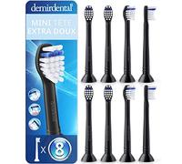 8 têtes de brosse demirdental pour Philips Sonicare, Mini Extra Soft, Noir