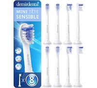8 têtes de brosse demirdental pour Philips Sonicare, Mini Sensitive, Blanc