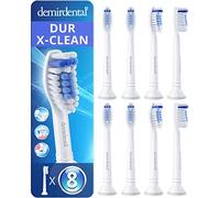 8 têtes de brosse demirdental pour Philips Sonicare, X-Clean, Blanc | Brossettes de rechange dures pour le nettoyage le plus intensif, testées sans substances nocives & sans BPA