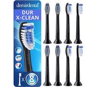 8 têtes de brosse demirdental pour Philips Sonicare, X-Clean, Noir | Brossettes de rechange dures pour le nettoyage le plus intensif, testées sans substances nocives & sans BPA