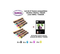 8 Toners compatibles TN241BK TN245 C,M,Y pour Brother DCP 9015CDW 9020CDW HL 3140CW 3150CDW 3170CDW+ 20f A6 brillants -