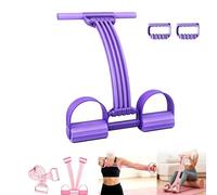 8 Tube Pedal Resistance Band with Handle, 2026 Upgraded 3-in-1 Multi-Function Portable Latex Fitness Equipment for Foot Pedal Pull, Back Stretch, Chest Expand Training Tool (Purple)