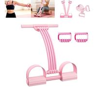 8 Tube Pedal Resistance Band with Handle, 2026 Upgraded 3-in-1 Multi-Function Portable Latex Fitness Equipment for Foot Pedal Pull, Back Stretch, Chest Expand Training Tool (Pink)