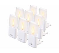 8 veilleuses secteur avec LED effet flamme et capteur d'obscurité Lunartec