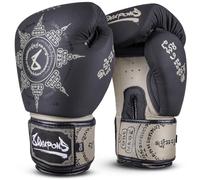 8 WEAPONS Gants de boxe 8 Ways Yant, sable noir, entraînement, sparring et compétition, en cuir, amorti parfait et coutures stables, gants pour Muay Thai, K1, boxe, MMA et kickboxing
