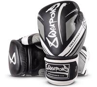 8 WEAPONS Gants de boxe Shift, noir et blanc, entraînement, sparring et compétition, en cuir, amorti parfait et coutures stables, gants pour Muay Thai, K1, boxe, MMA et kickboxing