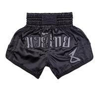 8 WEAPONS Short de muay thaï Bangkok, noir mat, pantalon de kickboxing pour entraînement et compétition, short thaï en polyester, respirant, durable, pantalon de sport de combat pour MMA, K1, boxe