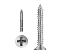 #8 x 150 vis à tôle à tête plate - Vis autotaraudeuses à empreinte cruciforme - Vis à bois à tête fraisée en acier inoxydable - Finition unie - Embout de tournevis inclus