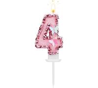 8 X 5 Cm Bougies Numéro D'anniversaire, Bougies Roses Scintillantes Cake Topper Bougies D'anniversaire Papillon Avec Paillettes Pour Les Fournitures De Célébrations D'anniversaire (Numéro 4)[Z7967]