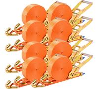 8 x 5000 kg Sangle à Cliquet 9m,Sangles d'arrimage aux intempéries,50mm | Sangles de Serrage avec cliquet et Crochets, pour l'arrimage Professionnel du Chargement des camions/Motos/Cargos, Orange