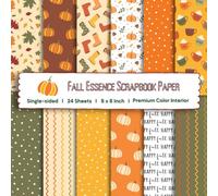 8 x 8" Fall Essence Scrapbook Paper: Colorful Attractive Sheets for DIY Projects, Journaling, Albums, Invitations, Gift-wrapping: Premium Color Interior, Single-sided,12 Designs, 24 Sheets