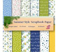 8 x 8" Summer Style Scrapbook Paper: Colorful Floral Decorative Sheets for DIY Crafts, Journaling, Albums, Invitations, Gift-wrapping: Premium Color Interior, 12 Designs, 24 Sheets