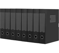 8 X A4 Plastic File Box With Lid,75mm Spine,Storage Box For Office,Dorm And Home-Black