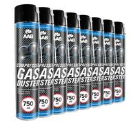 8 x AAB Bombe Air Sec 750ml - Bouteille Air Comprimé, Nettoyage des Ordinateurs, Dépoussiérant en Spray, Enlever la Poussière, Sans Odeur Aérosol, Computer Cleaner, Informatique Matériel