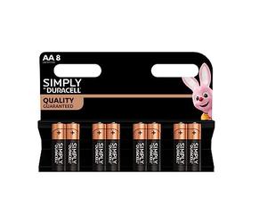 8 x Duracell AA Simply (1 blister de 8 batteries) 8 piles stylet (LR6/MN1500)