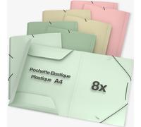 8 X Folder With Elastic Flap-Storage Pocket,Up To 200 Pages Of Paper,Earth,""Nature"" Colour Collection-Flap Pocket,A4 Pocket,Document Pocket,A4 Elastic Folder