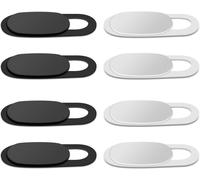 8 x Webcam Cover, Webcam Cover, Ultra-Thin Camera Cover, Camera Cover, Portable Webcam Cover Slide, for Tablets, Laptops, PC, Smartphone (Black+White)