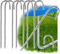 8 X Xl Solid Steel Ground Anchors, 38 Cm, Diameter 1 Cm ¿ Galvanised, Stable, Stainless Steel, For Tents, Pavilions, Trampolines And Bouncy Castles