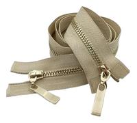80/100/120Cm Fermeture Éclair Double Curseur Métal Or Clair Dents Zip, Abricot, 5#, 120cm