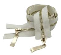 80/100/120Cm Fermeture Éclair Double Curseur Métal Or Clair Dents Zip, Beige, 5#, 80cm