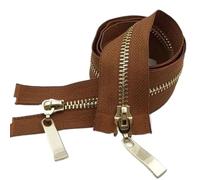 80/100/120Cm Fermeture Éclair Double Curseur Métal Or Clair Dents Zip, Couleur caramel, 5#, 100cm