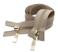 80/100/120Cm Fermeture Éclair Double Curseur Métal Or Clair Dents Zip, Poudre en cuir, 5#, 120cm