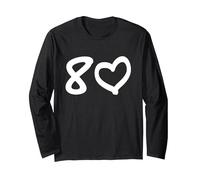 80 Ans Anniversaire Motif de cœur Cadeau 80e Anniversaire Manche Longue, Unisexe pour Adultes, Noir, S