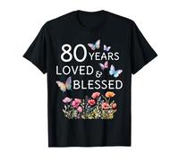 80 Ans d'amour, Fleur bénie, Papillon, Femme, 80e Anniversaire T-Shirt