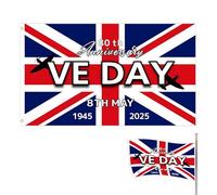 80 ans de victoire en Europe | Drapeau commémoratif du 80e anniversaire de la Ve Jour, outil de décoration en polyester pour diverses fêtes, célébrations, rassemblements