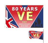 80 ans de victoire en Europe, VE DAY Drapeau 80 - 2025 Ve Day 80 Banner, Outils de décoration en polyester pour diverses fêtes, réunions