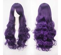 80 cm de long bouclés violet foncé violet clair perruques cosplay cheveux synthétiques Halloween 32"longue violet ondulé perruque femmes perruque ondulée commune K027-08