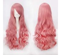80 cm de long ondulé rose rouge rose cosplay perruque fête femmes Halloween anime universel 80 cm bouclés bordeaux rose perruques de cheveux synthétiques perruque ondulée commune K027-11