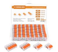 80 Connecteurs de Câbles, Bornes éLectriques RéSistantes à La Chaleur à 2, 3, 4 ou 5 Broches, Bornes de Connexion Rapide Pour CâBles Souples et Rigides de 0,14 à 4 Mm², Maximale 450 V, 32 A