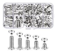 80 Ensemble Chicago Vis Assortiment Kit 5 Tailles Vis à Tête Croix Ronde en Métal Post Chicago Vis Bouton pour DIY Reliure de Décoration en Cuir